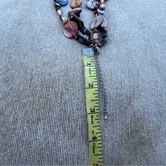 Artisan Multi Strand Necklace Neutral Colors Silver Tone Accents Long Length - Picture 5 of 8